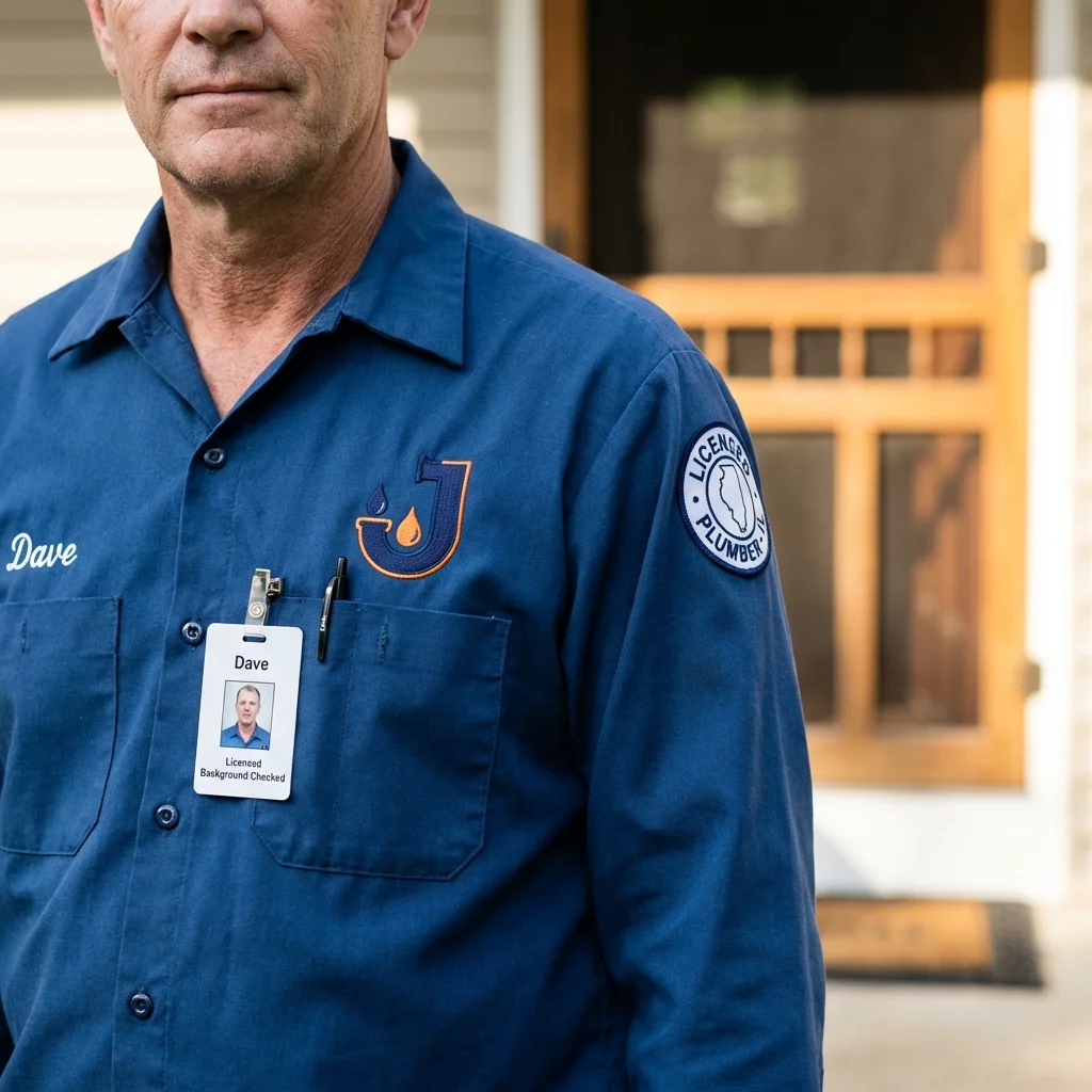 Licensed plumber showing ID badge in Boiling Springs, PA