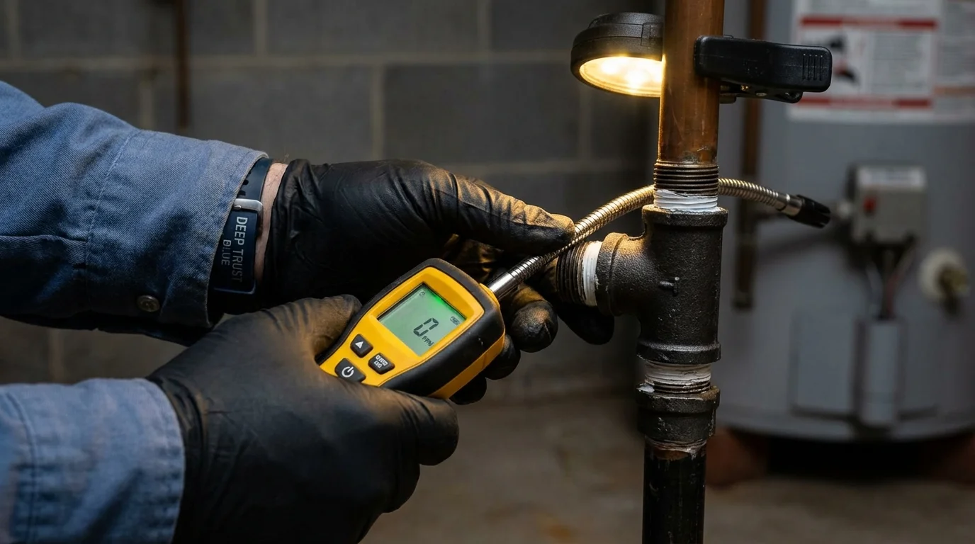 Gas leak detection with electronic sniffer by Johns Plumbing LLC in Boiling Springs