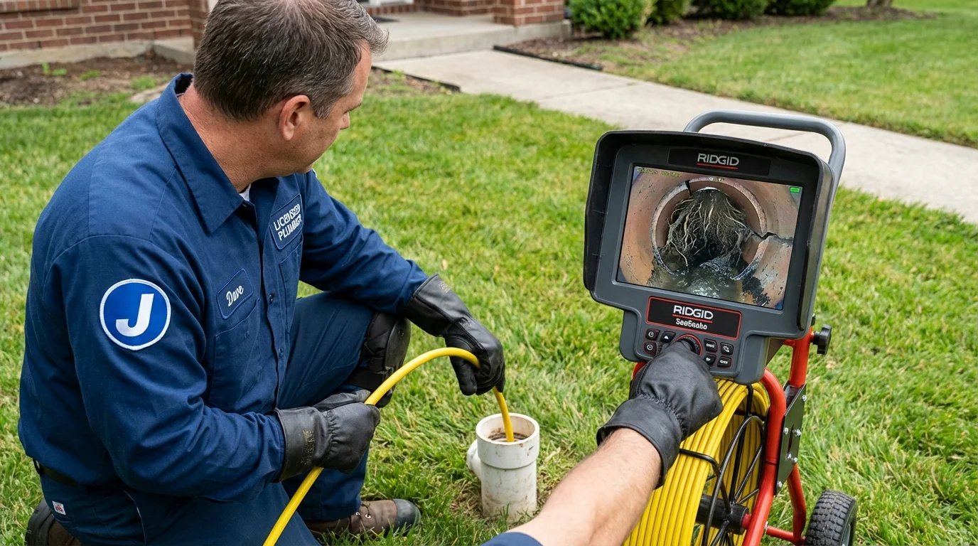 Sewer camera inspection being performed by Johns Plumbing LLC in Boiling Springs